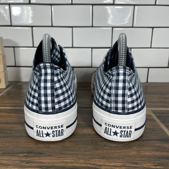 Converse CTAS Lift OX Womens Sz 8 Shoes Obsidian White Gingham Platform Sneaker - Picture 5 of 13